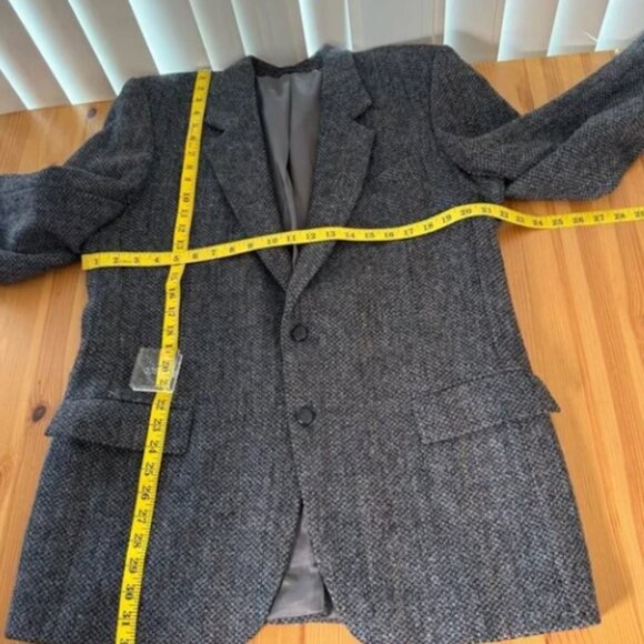 Vintage Harris Tweed Blazer Sport Coat Grey 44 Classic Old Money L - Picture 5 of 8